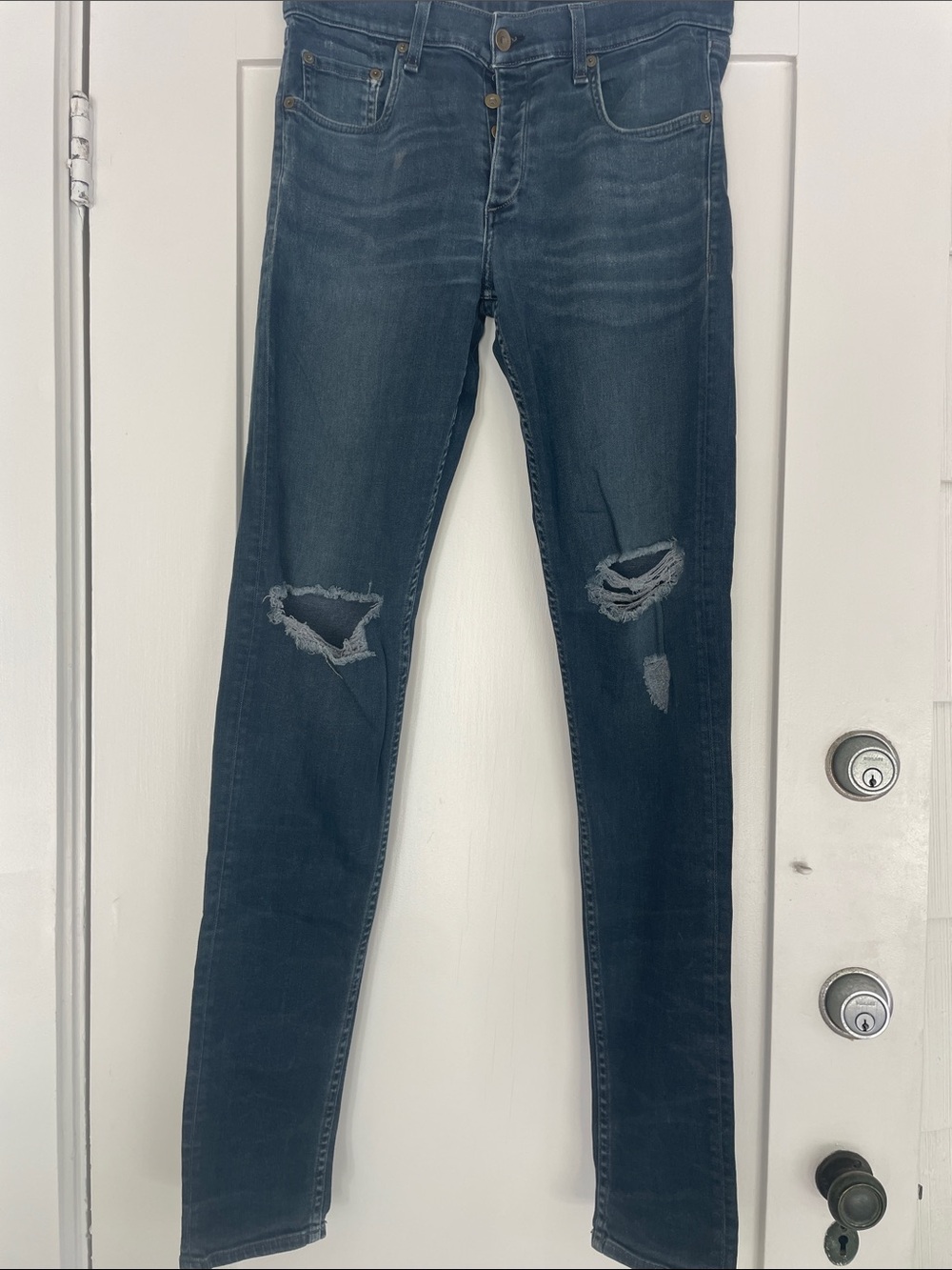 rag & bone Dark Blue Skinny Distressed Jeans